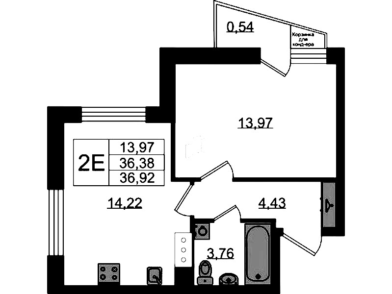1-комнатная квартира 36.92 м², 10/11 эт., ЖК «VEREN NORT Сертолово»